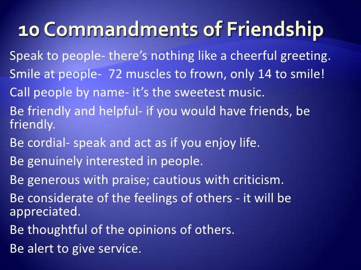 The 10 Commandments of Friendship